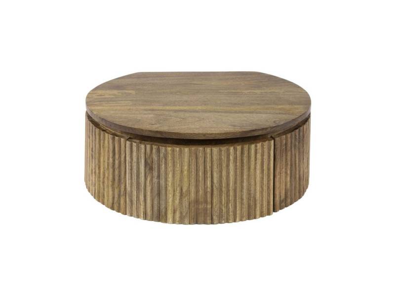 Feeling4Home Nachttisch Runder Nachttisch Vagula - Mangoholz massiv Natur, mit Schublade, Schwebendes Design mit schöner Holzmaserung Feeling4Home Nachttisch Runder Nachttisch Vagula - Mangoholz massiv Natur, mit Schublade, Schwebendes Design mit schöner Holzmaserung von Feeling4Home
