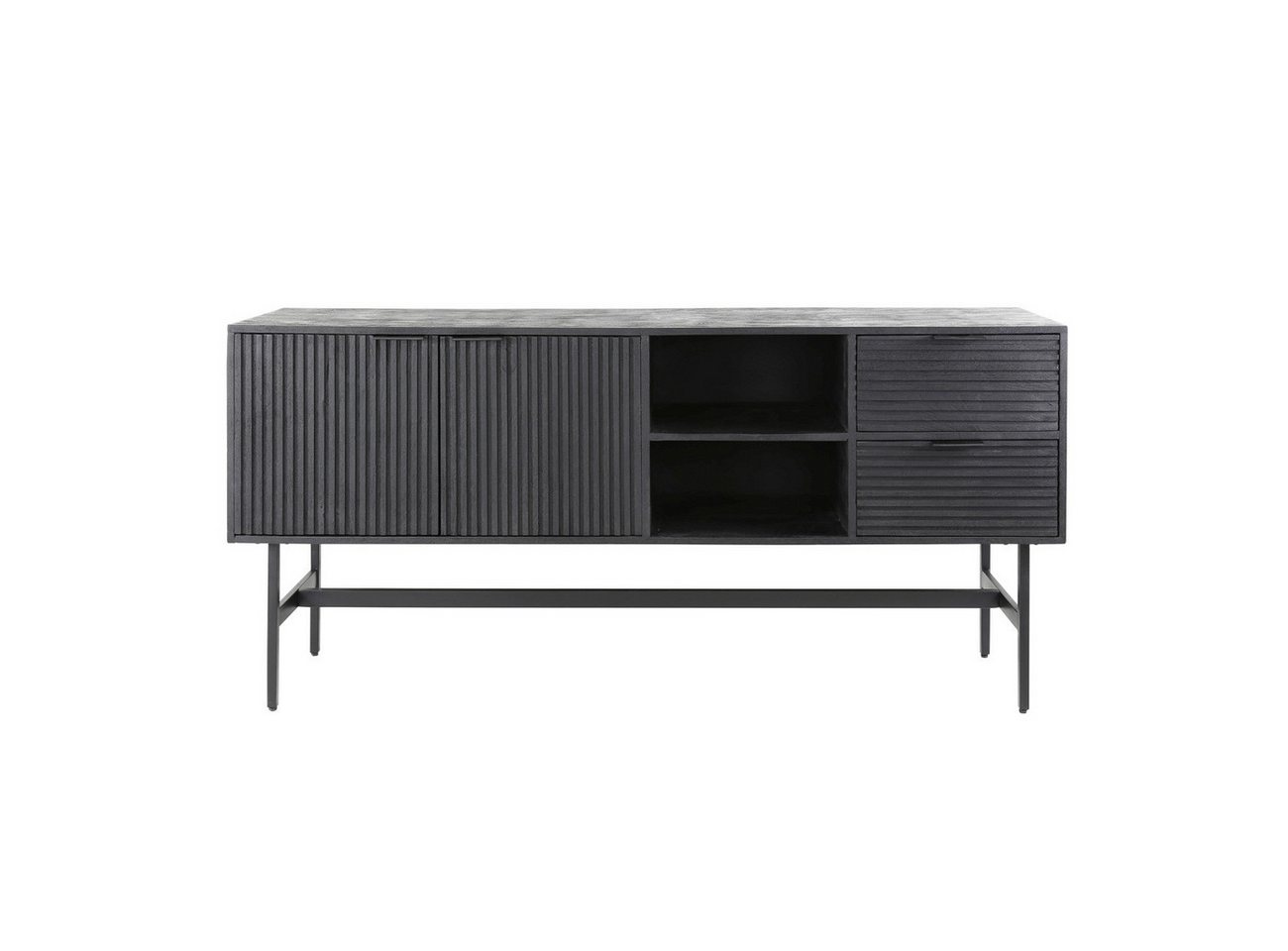Feeling4Home Sideboard Sideboard Lari - Schwarz, Mangoholz massiv, geriffelte Front, 170 cm, Mir geriffelter Front Feeling4Home Sideboard Sideboard Lari - Schwarz, Mangoholz massiv, geriffelte Front, 170 cm, Mir geriffelter Front von Feeling4Home