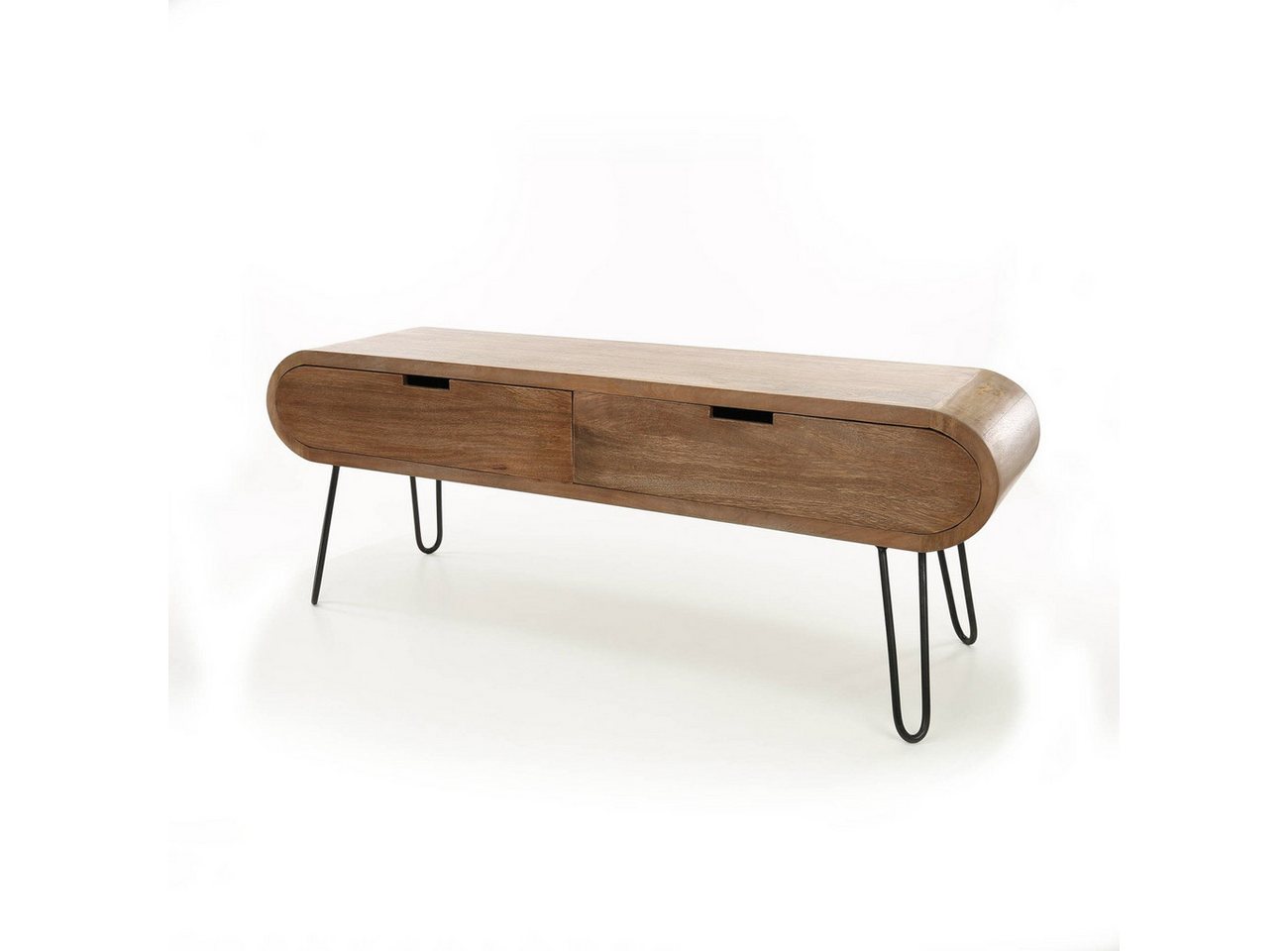 Feeling4Home TV-Board TV-Board Kavay - Mangoholz massiv Braun, mit 2 Schublade, 135 cm, Abgerundetes Design mit Haarnadelbeinen Feeling4Home TV-Board TV-Board Kavay - Mangoholz massiv Braun, mit 2 Schublade, 135 cm, Abgerundetes Design mit Haarnadelbeinen von Feeling4Home