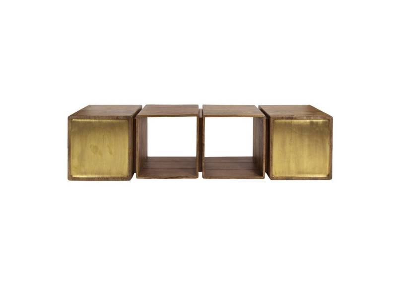 Feeling4Home TV-Board TV-Board Latona - Mangoholz massiv Braun mit Messingdekor, 170 cm, Schwebendes Design mit Schubladefront in Messingoptik von Feeling4Home