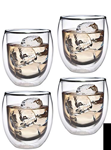 Feelino Latte Macchiato Gläser Doppelwandig, 4er-Set Kaffee Gläser, Doppelwandige Thermo-Gläser, Isolierte Cappuccino Tassen aus Glas, Handgemachtes Glas für Tee und Eiskaffee, 320ml Kaffeegläser von Feelino