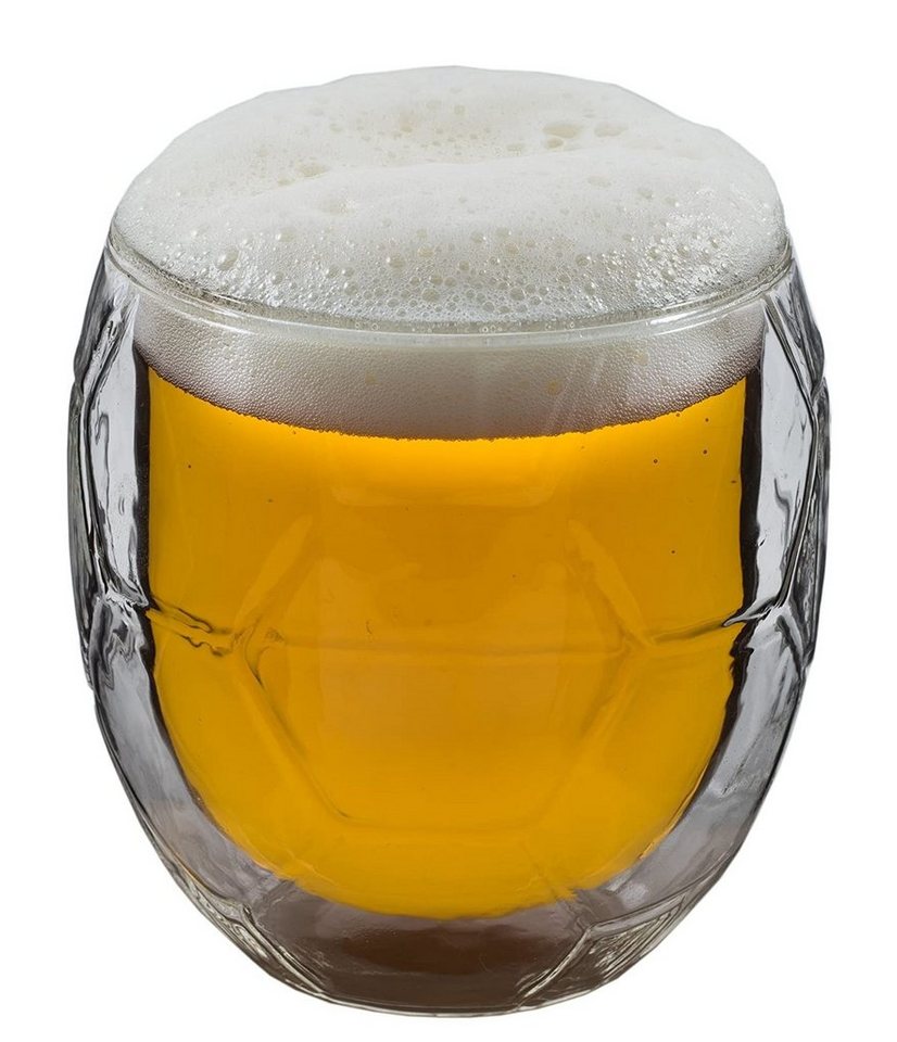 Feelino Bierglas Bierglas Trinkglas Fußball Thermoglas Doppelwandig Schwebeefekt, Glas von Feelino