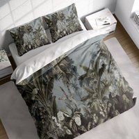 Dschungel Wald Blumen See Malerei Bettbezug Kissenbezug Set, Grüne Banane Blatt Baumwolle Quilt Abdeckung, Einzelne Doppel Königin König Größe Us/Au von FeelsGreatHomeDecor