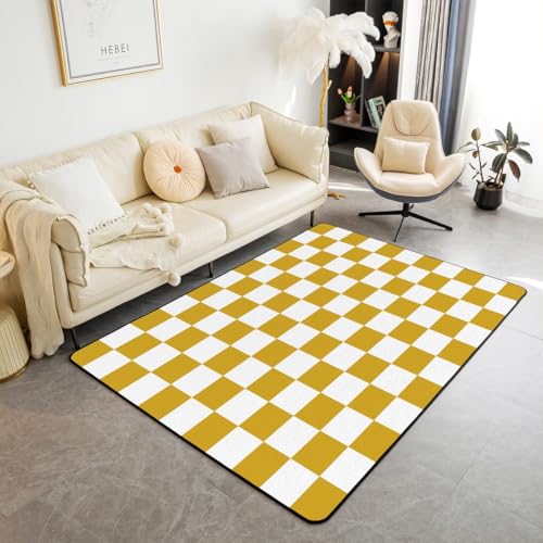 Dekorativer Teppich, kariert, für Teenager, Damen, Herren, Gelb / Weiß, kariert, Dekoration, 7,6 x 12,7 cm, für Kinder, Jungen, Mädchen, niedlich, Retro, neutrales Gitter, geometrisch Dekorativer Teppich, kariert, für Teenager, Damen, Herren, Gelb / Weiß, kariert, Dekoration, 7,6 x 12,7 cm, für Kinder, Jungen, Mädchen, niedlich, Retro, neutrales Gitter, geometrisch von Feelyou
