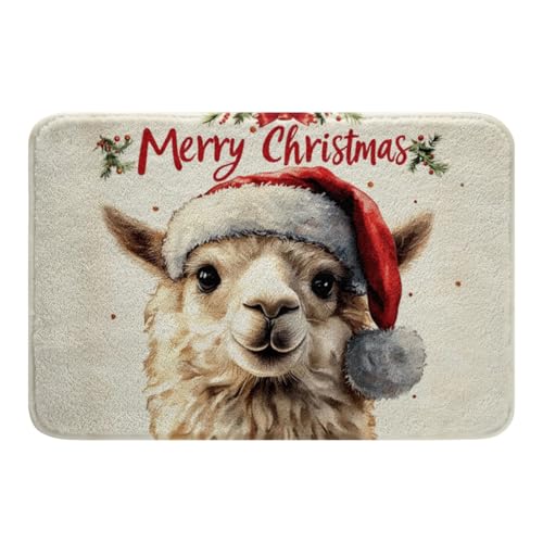 Feelyou Badteppich, Motiv: niedlicher Lama, Alpaka, 40,6 x 61 cm, Frohe Weihnachten, Badteppiche für Dusche, Weihnachtsmannmütze, Badematten für Badezimmer, Badezimmer, Fußmatten, Bodenmatte Feelyou Badteppich, Motiv: niedlicher Lama, Alpaka, 40,6 x 61 cm, Frohe Weihnachten, Badteppiche für Dusche, Weihnachtsmannmütze, Badematten für Badezimmer, Badezimmer, Fußmatten, Bodenmatte von Feelyou