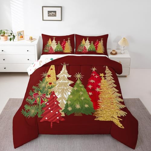 Feelyou Bettwäsche-Set mit Aufschrift "Merry Christmas", für King-Size-Bett, botanisches Bettdecken-Set für Kinder, Jungen, Mädchen, Dekoration, Schleife, Sternmuster, rotes Bettbezug-Set Feelyou Bettwäsche-Set mit Aufschrift "Merry Christmas", für King-Size-Bett, botanisches Bettdecken-Set für Kinder, Jungen, Mädchen, Dekoration, Schleife, Sternmuster, rotes Bettbezug-Set von Feelyou