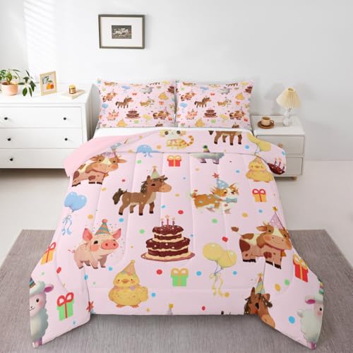 Feelyou Bettwäsche-Set mit Bauernhoftier-Motiv, für alle Jahreszeiten, Cartoon-Schweine-Motiv, mit 1 Kissenbezug, Rosa, Bauernhof, Kinderzimmer, Dekoration, Mikrofaser, Kinder-Bettwäsche, lustiges Feelyou Bettwäsche-Set mit Bauernhoftier-Motiv, für alle Jahreszeiten, Cartoon-Schweine-Motiv, mit 1 Kissenbezug, Rosa, Bauernhof, Kinderzimmer, Dekoration, Mikrofaser, Kinder-Bettwäsche, lustiges von Feelyou