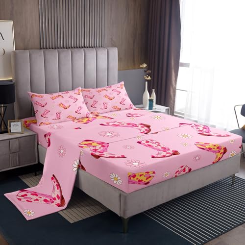 Feelyou Bettwäsche mit Cowgirl-Stiefeln, volle Größe, für Mädchen und Erwachsene, Western-Cowboy, rustikale Blumen, Rosa, Kinder-Bettwäsche-Set, rustikales Retro-Bettwäsche-Set mit 2 Kissenbezügen Feelyou Bettwäsche mit Cowgirl-Stiefeln, volle Größe, für Mädchen und Erwachsene, Western-Cowboy, rustikale Blumen, Rosa, Kinder-Bettwäsche-Set, rustikales Retro-Bettwäsche-Set mit 2 Kissenbezügen von Feelyou