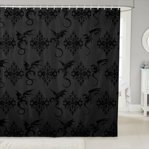 Feelyou Demask Drachen-Demask-Badevorhang, für Jungen und Mädchen, 183 x 183 cm, Schwarz / Grau Feelyou Demask Drachen-Demask-Badevorhang, für Jungen und Mädchen, 183 x 183 cm, Schwarz / Grau von Feelyou