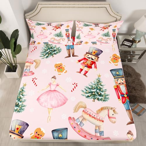 Feelyou Frohe Weihnachten Spannbettlaken Queen-Size-Weihnachten Nussknacker-Bettlaken-Set für Jungen Mädchen Teenager Balletttänzerin Bettwäsche Set Frohe Weihnachtsbaum und Schneemann Bettbezug mit 2 Feelyou Frohe Weihnachten Spannbettlaken Queen-Size-Weihnachten Nussknacker-Bettlaken-Set für Jungen Mädchen Teenager Balletttänzerin Bettwäsche Set Frohe Weihnachtsbaum und Schneemann Bettbezug mit 2 von Feelyou