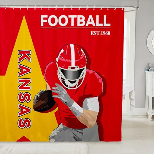 Feelyou Fußball-Badevorhang, 183 x 183 cm, für Jungen und Mädchen, Kansas, American Football-Spieler, Damen, Herren, Fußball, Stadt, Badezimmer, Duschvorhang-Set, Rugby, Sport, Kinder Feelyou Fußball-Badevorhang, 183 x 183 cm, für Jungen und Mädchen, Kansas, American Football-Spieler, Damen, Herren, Fußball, Stadt, Badezimmer, Duschvorhang-Set, Rugby, Sport, Kinder von Feelyou