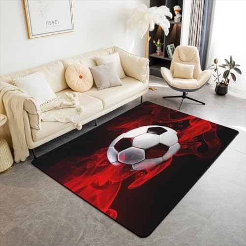 Feelyou Fußball-Teppich, 12,7 x 17,8 cm, für Jungen, Fußball, Sportball, Spiel, dekorativer Teppich für Kinder, Teenager, Fußballliebhaber, Teppiche für Wohnzimmer, Schlafzimmer, roter Rauchdruck Feelyou Fußball-Teppich, 12,7 x 17,8 cm, für Jungen, Fußball, Sportball, Spiel, dekorativer Teppich für Kinder, Teenager, Fußballliebhaber, Teppiche für Wohnzimmer, Schlafzimmer, roter Rauchdruck von Feelyou