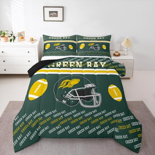 Feelyou Green Bay Fußball-Bettwäsche-Set, weich, für Jungen und Mädchen, Doppelbettgröße, American Football City, Steppdecke, Mikrofaser, Schlafzimmer-Dekor, 2-teilig mit 1 Kissenbezug Feelyou Green Bay Fußball-Bettwäsche-Set, weich, für Jungen und Mädchen, Doppelbettgröße, American Football City, Steppdecke, Mikrofaser, Schlafzimmer-Dekor, 2-teilig mit 1 Kissenbezug von Feelyou
