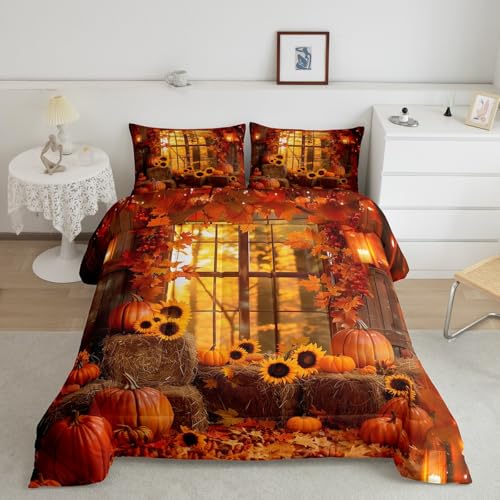 Feelyou Herbst-Bettwäsche-Set für Mädchen, Jungen, Kinder, Queen-Size-Größe, Ahornblätter, Trösterbezug, Raumdekoration, Kürbis/Gänseblümchen, Dunkelorange Feelyou Herbst-Bettwäsche-Set für Mädchen, Jungen, Kinder, Queen-Size-Größe, Ahornblätter, Trösterbezug, Raumdekoration, Kürbis/Gänseblümchen, Dunkelorange von Feelyou