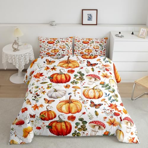 Feelyou Herbst-Bettwäsche-Set für Mädchen, Jungen, Kinder, Queen-Size-Größe, Halloween, Kürbis, Herbstdecke, Raumdekoration, niedliche Blumen, Ahornblätter, Bettbezug, weiß, gelb, orange Feelyou Herbst-Bettwäsche-Set für Mädchen, Jungen, Kinder, Queen-Size-Größe, Halloween, Kürbis, Herbstdecke, Raumdekoration, niedliche Blumen, Ahornblätter, Bettbezug, weiß, gelb, orange von Feelyou