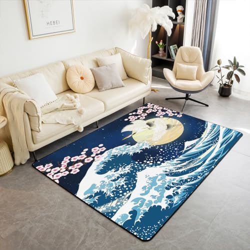 Feelyou Japanischer Wellen-Teppich, 12,7 x 17,8 cm, für Kinder, Kirschblüten, dekorativer Teppich für Jungen, Mädchen, Teenager, Hokusai-Muster, Heimdekoration, Wohnzimmerteppich, japanischer Stil Feelyou Japanischer Wellen-Teppich, 12,7 x 17,8 cm, für Kinder, Kirschblüten, dekorativer Teppich für Jungen, Mädchen, Teenager, Hokusai-Muster, Heimdekoration, Wohnzimmerteppich, japanischer Stil von Feelyou