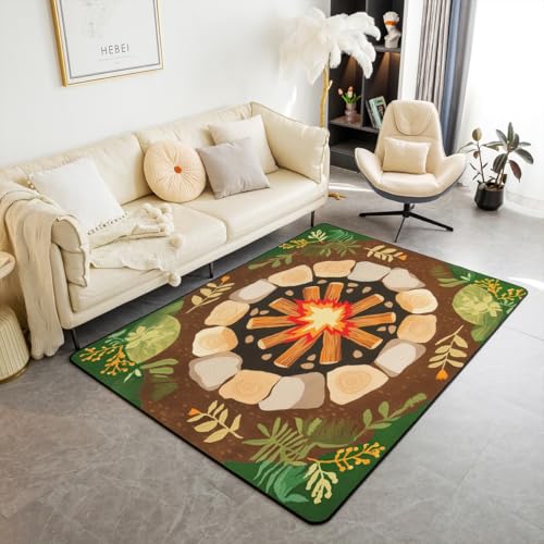 Feelyou Lagerfeuer-Spielplatz-Teppich, 12,7 x 17,8 cm, Baumstumpf, Wohnzimmer-Teppich für Jungen, Mädchen, Teenager, Dekoration, Cartoon-Steine, dekorativer Teppich, Waldbaum-Thema, Bodenmatte Feelyou Lagerfeuer-Spielplatz-Teppich, 12,7 x 17,8 cm, Baumstumpf, Wohnzimmer-Teppich für Jungen, Mädchen, Teenager, Dekoration, Cartoon-Steine, dekorativer Teppich, Waldbaum-Thema, Bodenmatte von Feelyou