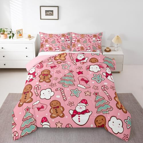 Feelyou Merry Christmas Bettwäsche-Set für Doppelbett, Lebkuchenmann, für Kinder, Jungen, Mädchen, Weihnachtsbaum und Schneeflocke, Steppdecke, Schneemann, Schlafzimmer, Dekoration, 2-teilig, mit 1 Feelyou Merry Christmas Bettwäsche-Set für Doppelbett, Lebkuchenmann, für Kinder, Jungen, Mädchen, Weihnachtsbaum und Schneeflocke, Steppdecke, Schneemann, Schlafzimmer, Dekoration, 2-teilig, mit 1 von Feelyou