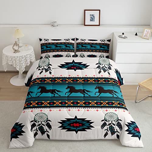 Feelyou Pferdedecke Traumfänger Tröster Set Boho Exotic Style Bettwäsche Set für Jungen Mädchen Kinder Teens Schlafzimmer Dekor Bohemian Native Tribal Down Alternative Bettdecke für alle Jahreszeiten King Size von Feelyou