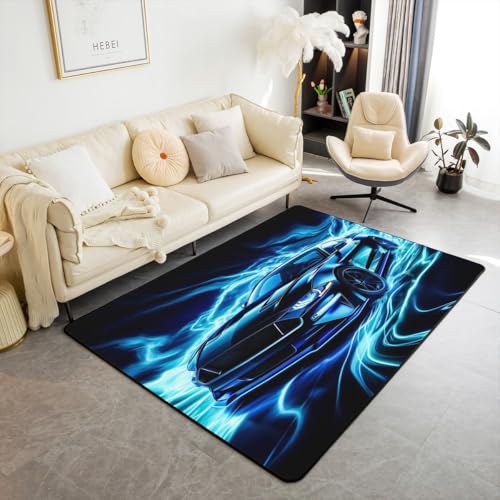 Feelyou Rennwagen-Wohnzimmer-Teppich für Schlafzimmer, blau, Rennwagen, 12,7 x 17,8 cm, für Kinder, Jungen, Teenager, Automobil, dekorativer Teppich, blaues Licht, Bodenmatte für den Innenbereich Feelyou Rennwagen-Wohnzimmer-Teppich für Schlafzimmer, blau, Rennwagen, 12,7 x 17,8 cm, für Kinder, Jungen, Teenager, Automobil, dekorativer Teppich, blaues Licht, Bodenmatte für den Innenbereich von Feelyou