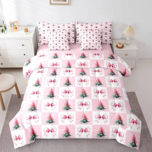 Feelyou Rosa kariertes Weihnachts-Bettwäsche-Set mit Bettlaken für Kinder, Jungen, Mädchen, Weihnachtsbaum, 7-teiliges Bettwäsche-Set, Schleife, Bett in einer Tasche, Weihnachtszimmer-Dekoration Feelyou Rosa kariertes Weihnachts-Bettwäsche-Set mit Bettlaken für Kinder, Jungen, Mädchen, Weihnachtsbaum, 7-teiliges Bettwäsche-Set, Schleife, Bett in einer Tasche, Weihnachtszimmer-Dekoration von Feelyou