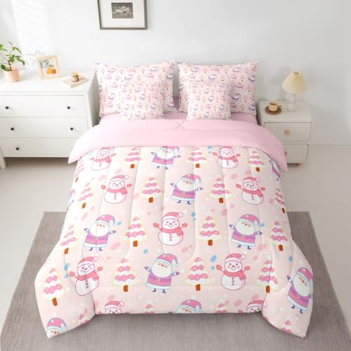 Feelyou Süßes Schneemann-Bettwäsche-Set, 7-teilig, für Doppelbett, Rosa, Weihnachtsbett in einer Tasche, für Jungen und Mädchen, Schlafzimmer, Dekoration, Frohe Weihnachtsbaum, Bettdecken-Set mit Feelyou Süßes Schneemann-Bettwäsche-Set, 7-teilig, für Doppelbett, Rosa, Weihnachtsbett in einer Tasche, für Jungen und Mädchen, Schlafzimmer, Dekoration, Frohe Weihnachtsbaum, Bettdecken-Set mit von Feelyou
