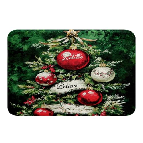 Feelyou Weihnachtliche Badematten für Badezimmer, 50,8 x 81,3 cm, Weihnachtskugel, Smaragdschwarz, Badteppiche für Dusche von Feelyou