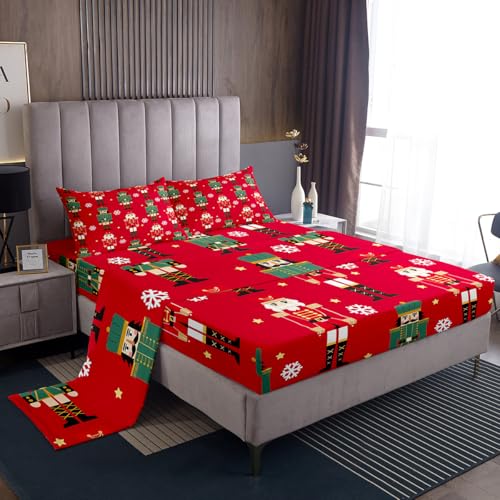 Feelyou Weihnachtliches Nussknacker-Bettwäsche-Set, volle Größe, Frohe Weihnachten, Schnee, Schwarz, Rot, Grün, tiefes Spannbetttuch, Cartoon-Holz-Soldaten-Spielzeug, atmungsaktiv, weiche Mikrofaser Feelyou Weihnachtliches Nussknacker-Bettwäsche-Set, volle Größe, Frohe Weihnachten, Schnee, Schwarz, Rot, Grün, tiefes Spannbetttuch, Cartoon-Holz-Soldaten-Spielzeug, atmungsaktiv, weiche Mikrofaser von Feelyou