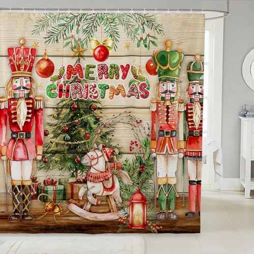 Feelyou Weihnachts-Badevorhang, 182,9 x 213,4 cm, Weihnachtsmann-Reiter-Duschvorhang, Schneeflocke, Badezimmer-Duschvorhang-Set, Pferd, Kinder-Badezimmerzubehör, Beige/Braun Feelyou Weihnachts-Badevorhang, 182,9 x 213,4 cm, Weihnachtsmann-Reiter-Duschvorhang, Schneeflocke, Badezimmer-Duschvorhang-Set, Pferd, Kinder-Badezimmerzubehör, Beige/Braun von Feelyou