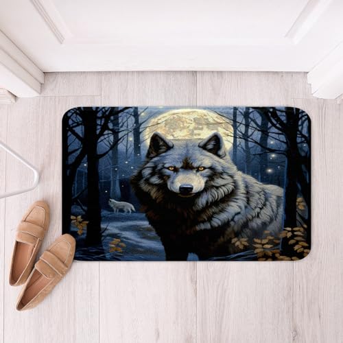 Feelyou Wolf, weicher Fleece-Türteppich, 3D-Druck, Wolf-Polyester, Badteppich für Jungen, Mädchen, Teenager, Schlafzimmer, Dekoration, Mond, Wolf, rutschfeste Badematte, für Damen und Herren Feelyou Wolf, weicher Fleece-Türteppich, 3D-Druck, Wolf-Polyester, Badteppich für Jungen, Mädchen, Teenager, Schlafzimmer, Dekoration, Mond, Wolf, rutschfeste Badematte, für Damen und Herren von Feelyou