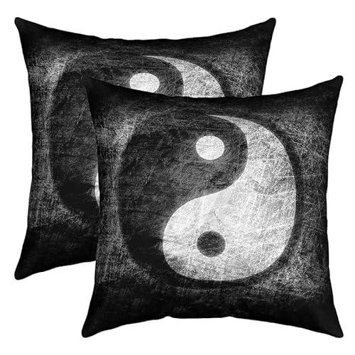 Feelyou Yin-Yang-Überwurf-Kissenbezüge, Boho-Kissenbezüge für Zuhause, Wohnzimmer, wendbar, traditionelles orientalisches Thema, dekorativ, 61 x 61 cm, 2 Stück von Feelyou