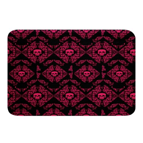Kinder-Badezimmerteppich, Vintage, Jacquard, 50,8 x 81,3 cm, Damast, Blumenmuster, Badezimmer-Zubehör für Jungen, Mädchen, Teenager, Schlafzimmer, Dekoration, Totenkopf-exotische Blumen-Badematten Kinder-Badezimmerteppich, Vintage, Jacquard, 50,8 x 81,3 cm, Damast, Blumenmuster, Badezimmer-Zubehör für Jungen, Mädchen, Teenager, Schlafzimmer, Dekoration, Totenkopf-exotische Blumen-Badematten von Feelyou