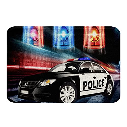 Kinder-Badteppich für Polizeiauto, weicher Fleece, Polizist, Jungen, Polyester-Badteppich für Erwachsene und Mädchen, schwarz, das Polica-Fahrzeug, Badezimmerteppich, Auto-Dekoration für Badezimmer Kinder-Badteppich für Polizeiauto, weicher Fleece, Polizist, Jungen, Polyester-Badteppich für Erwachsene und Mädchen, schwarz, das Polica-Fahrzeug, Badezimmerteppich, Auto-Dekoration für Badezimmer von Feelyou