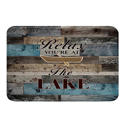 Lake House Badezimmerteppich, 40,6 x 61 cm, Kinder, Camping, Badteppiche für Dusche, rustikale Holz-Badematten für Badezimmer, rutschfest, Paddel, Badezimmer, Bauernhaus-Dekor von Feelyou