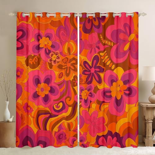 Retro Hippie Blumen Vorhänge für Schlafzimmer Wohnzimmer Vintage Boho Blumendruck Verdunkelungsvorhänge Botanische Blüte Verdunkelung Dreapes 60er 70er Jahre Groovy Blossom Fensterbehandlungen (2 Retro Hippie Blumen Vorhänge für Schlafzimmer Wohnzimmer Vintage Boho Blumendruck Verdunkelungsvorhänge Botanische Blüte Verdunkelung Dreapes 60er 70er Jahre Groovy Blossom Fensterbehandlungen (2 von Feelyou