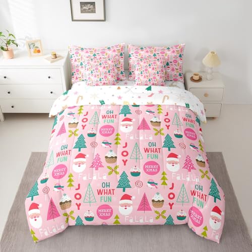 Weihnachts-Bettwäsche-Set für Kinder, 7-teilig, Cartoon-Weihnachtsmann-Bettwäsche-Set für Jungen, Kinder, Teenager, Schlafzimmer, Dekoration, Weihnachtsbaum-Bett in einer Tasche mit Bettdecke, Laken Weihnachts-Bettwäsche-Set für Kinder, 7-teilig, Cartoon-Weihnachtsmann-Bettwäsche-Set für Jungen, Kinder, Teenager, Schlafzimmer, Dekoration, Weihnachtsbaum-Bett in einer Tasche mit Bettdecke, Laken von Feelyou