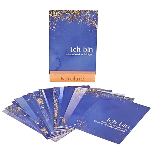 FEENSTAUB Adventskalender Affirmationen, 24 Affirmationskarten mit personalisierbaren Aufsteller, Affirmationskarten für Erwachsene, positive Affirmationen, Adventskalender Kartenset, Selbstliebe von Feenstaub
