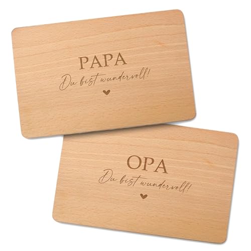 FEENSTAUB Graviertes Schneidebrett, Frühstücksbrettchen, Vatertagsgeschenk, Holzbrettchen Papa, Opa, Brettchen aus Buchenholz mit Spruch, Frühstücksbrett Bester Papa, Jausenbrett, Wundervoll von Feenstaub