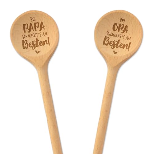 FEENSTAUB Kochlöffel, Holzlöffel graviert, Holzkochlöffel Geschenk für den besten Papa, Rührlöffel mit Gravur, Geschenkidee Vatertag, Holz Kochlöffel mit Gravur, Opa Vatertag, Am Besten von Feenstaub