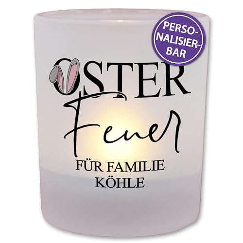 FEENSTAUB Windlicht Glas Ostern, Osterdeko, Dekoration Windlicht, Osterdeko Hase, Geschenk zu Ostern, Deko Ostern Frühling, Mitbringsel Ostern, personalisiertes Ostergeschenk, Osterfeuer to Go von Feenstaub