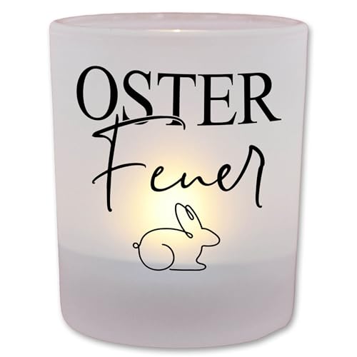 FEENSTAUB Windlicht Glas Ostern, Osterdeko, Dekoration Windlicht, Osterdeko Hase, Geschenk zu Ostern, Deko Ostern Frühling, Mitbringsel Ostern, personalisiertes Ostergeschenk, Osterfeuer to Go von Feenstaub