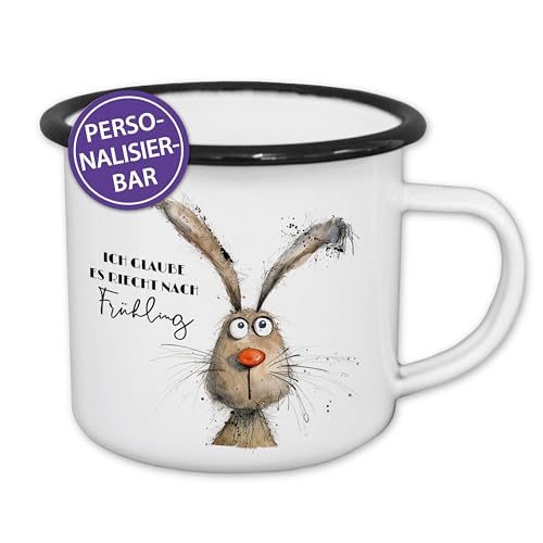 Feenstaub Emaille Tasse Ostern, Tasse mit Namen, personalisierte Trinkbecher Kinder, kleine Ostergeschenke, Ostern Tasse, Becher Emaille, Camping Tasse personalisiert, Osterhase von Feenstaub