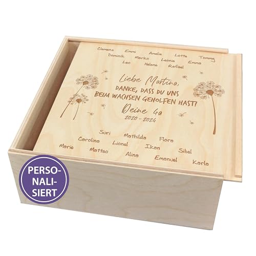Feenstaub Holzkiste graviert, personalisierte Holzbox, Geschenkbox Lehrer, Geschenkbox mit Deckel, personalisierte Box, Abschiedsgeschenk Lehrer, Geschenk Erzieherin, Geschenk für Klassenlehrerin von Feenstaub