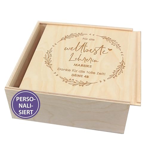 Feenstaub Holzkiste graviert, personalisierte Holzbox, Geschenkbox für Lehrer, Geschenkbox mit Deckel, Beste Lehrerin, Abschiedsgeschenk Lehrer, Abschied Kindergarten, Lehrergeschenk Abschluss von Feenstaub