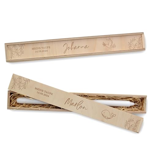Feenstaub Kerzenbox personalisiert, Aufbewahrungsbox für dünne Taufkerzen, gravierte Holzbox mit Namen und Datum, Holzverpackung für Kerzen, Geschenk Taufe, Kommunionsgeschenk, Taufkerze Box Feenstaub Kerzenbox personalisiert, Aufbewahrungsbox für dünne Taufkerzen, gravierte Holzbox mit Namen und Datum, Holzverpackung für Kerzen, Geschenk Taufe, Kommunionsgeschenk, Taufkerze Box von Feenstaub