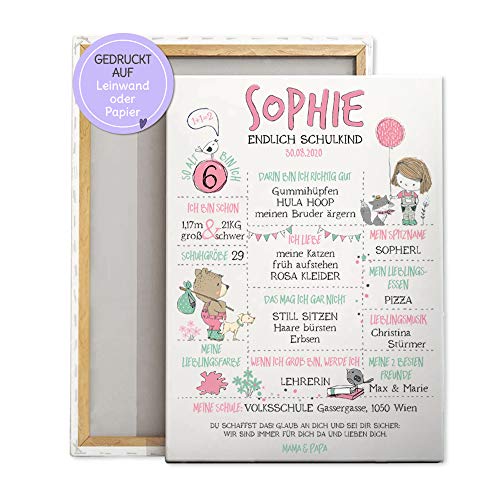 Feenstaub Meilensteintafel Einschulung, Geschenke für Schulanfänger, Schulstart, Einschulung Geschenk Mädchen, personalisiertes Poster, mein erster Schultag, Meilenstein Einschulung von Feenstaub