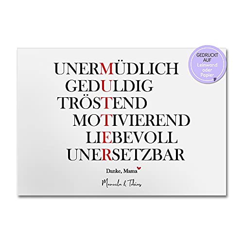FEENSTAUB Muttertagsgeschenk personalisierter Print, Bild auf Leinwand oder Papier, Mama ist die Beste, Geburtstagsgeschenk Mama, Geschenk Muttertag FEENSTAUB Muttertagsgeschenk personalisierter Print, Bild auf Leinwand oder Papier, Mama ist die Beste, Geburtstagsgeschenk Mama, Geschenk Muttertag von Feenstaub