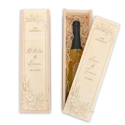 Feenstaub Weinbox graviert, Weinkiste mit Deckel, Weinverpackung 1 Flasche, personalisierte Weinholzkiste für Hochzeit, Hochzeitsgeschenk graviert mit Namen, Geschenk Brautpaar, Blumen Feenstaub Weinbox graviert, Weinkiste mit Deckel, Weinverpackung 1 Flasche, personalisierte Weinholzkiste für Hochzeit, Hochzeitsgeschenk graviert mit Namen, Geschenk Brautpaar, Blumen von Feenstaub