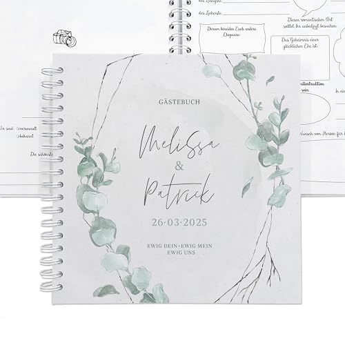 FEENSTAUB Gästebuch Hochzeit mit Fragen zum Ausfüllen, Hochzeitsgästebuch personalisiert, Hochzeit Gästebuch, Vorgedruckte Fragen für Gäste, Gästealbum, Regenbogen-Hochzeit, Hochzeitsalbum von Feenstaub