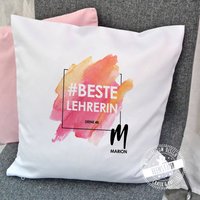 Abschiedsgeschenk Lehrerin, Personalisiertes Kissen Mit Namen 40x40, Geschenk Lehrer Zum Abschied, Schulschluss, Weihnachten, Beste Lehrerin von FeenstaubHandmade